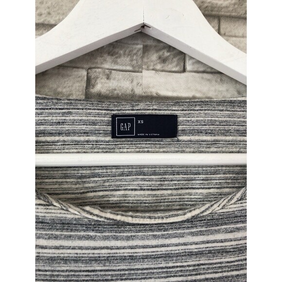 Gap Women’s Dress XS Gray A Line Short Sleeve Knit Pockets Stripe Stretch Cotton - Picture 3 of 9